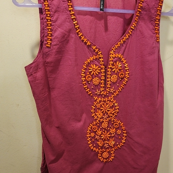 KAY CELINE  Pink 100% Cotton sleeves tunic Top size Small - Picture 5 of 14